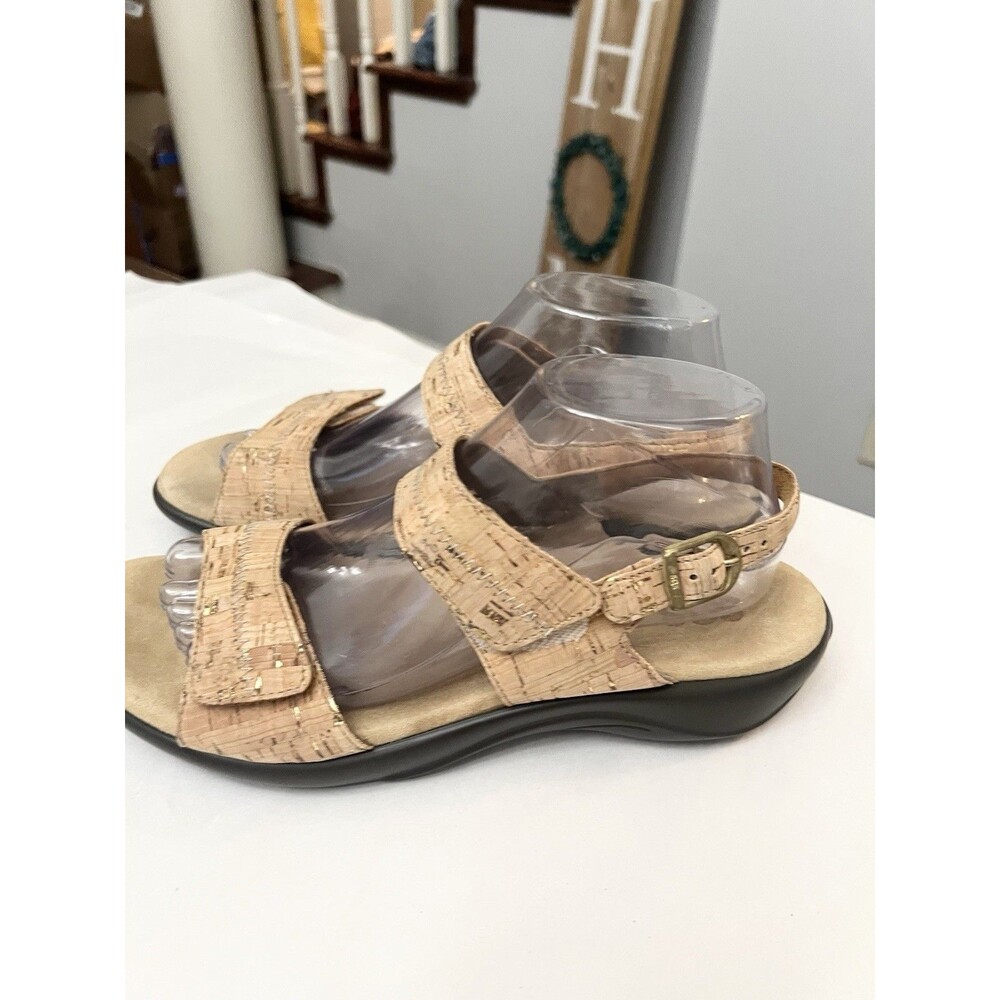 SAS Womens Size 9.5M Nudu Golden Cork Adjustable Strap Tan Beige Comfort Sandals